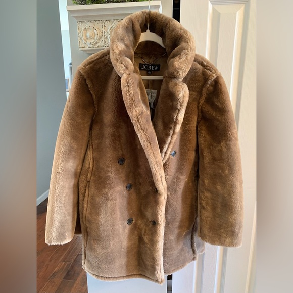 J. Crew Soft Brown Faux Fur Coat NWT - L - Picture 5 of 11